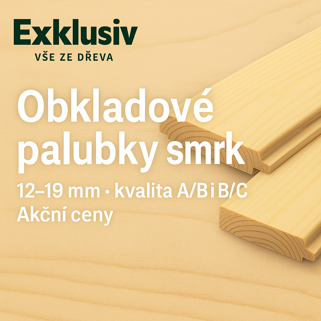 Obkladové palubky ze smrku a jedle pro stěny, stropy a podbití
