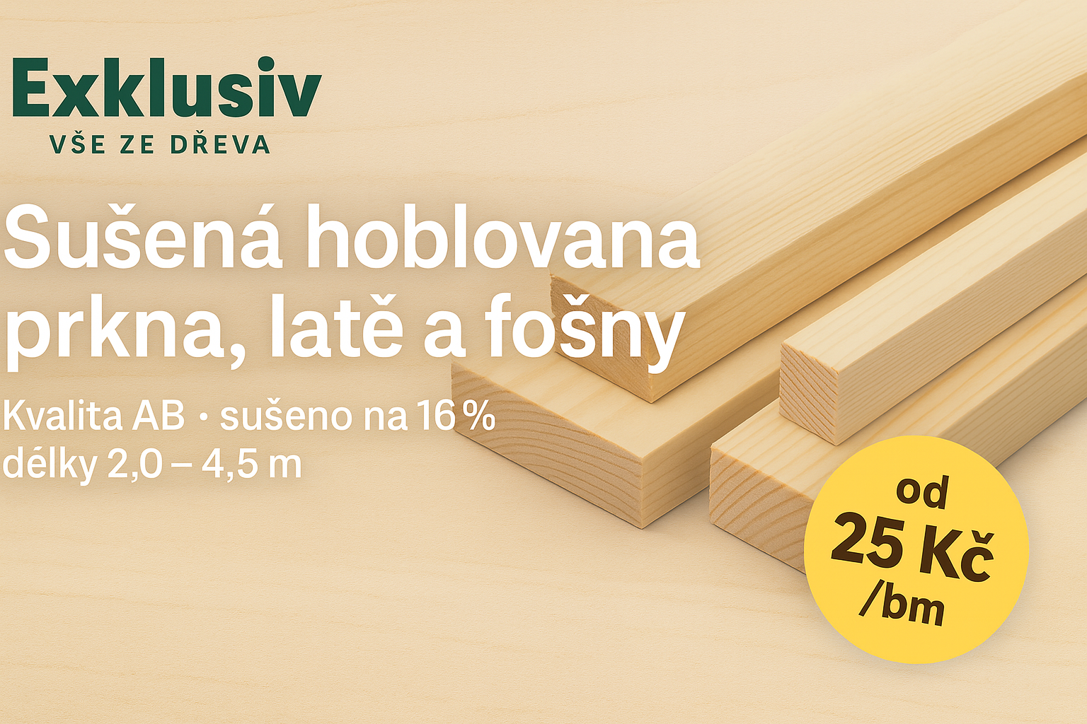 Sušená hoblovaná prkna, latě a fošny pro zahradu a konstrukce